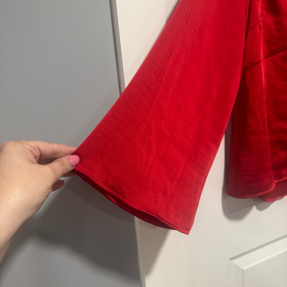 A New Day Red Button Down Shirt with Tie Front - Picture 5 of 7